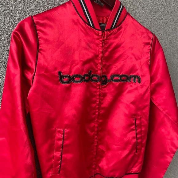 BoDog Casino Red Jacket, Play Hard, Red Black Shiny Jacket,Small Bomber Jacket, - Picture 5 of 10